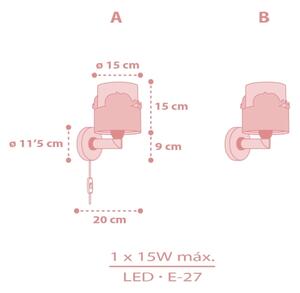 Dalber 61179S - Otroška stenska svetilka WHALE DREAMS 1xE27/15W/230V roza