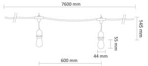 LED Zunanja dekorativna veriga PARTY NEON 7,6 m 10xE27/0,6W/36V IP44