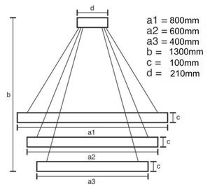 LED Zatemnitveni lestenec na vrvici LED/115W/230V 3000-6500K krom/zlata + Daljinski upravljalnik