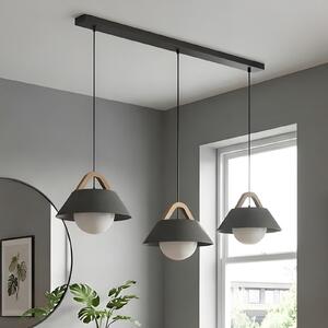 Luminex Visoka svetilka Funda, črna, dolžina 110 cm, 3-kraka, kovina/steklo, zatemnjen, Črna, Dnevna soba / jedilnica, Kovina, Skandinavski