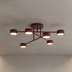 EMIBIG LIGHTING Stropna svetilka HALO, temno rdeča, premer 60 cm, 6-žarilna, kovinska, GX53, zatemnjen, Rdeča, Dnevna soba / jedilnica, Kovina, Sodobni, Polkrožni strop z razmikom