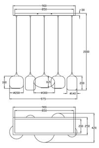 Fabas Luce 3627-48-126 - Lestenec na vrvici GILLIS 5xE27/40W/230V siva/črna