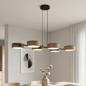 EMIBIG LIGHTING Visoka svetilka DRUMZ, rjava, dolžina 100 cm, 6-žarilna, tekstil, E14, zatemnjen, Rjava / rjasta, Dnevna soba / jedilnica, Tkanine / tekstil, Sodobni