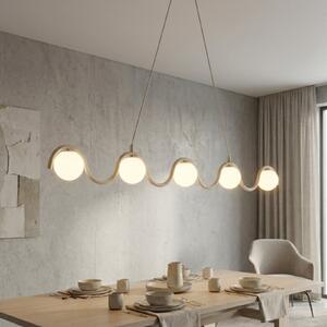 EMIBIG LIGHTING Visoka svetilka SINUS, bež, dolžina 110 cm, 5-žarilna, kovina/steklo, zatemnjen, Bež, Dnevna soba / jedilnica, Steklo, Sodobni, Globus
