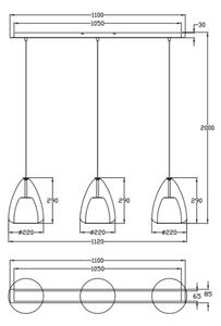 Fabas Luce 3673-48-125 - Lestenec na vrvici BRITTON 3xE27/40W/230V zlata