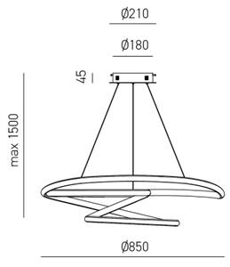 Gea Luce DIVA S/S TITANIO- LED Zatemnitveni lestenec na vrvici DIVA LED/80W/230V siva