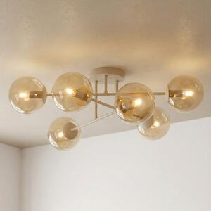 EMIBIG LIGHTING Stropna svetilka ROMA, bež, premer 75 cm, 6-žarilna, steklo/kovina, E14, zatemnjen, Bež, Dnevna soba / jedilnica, Steklo, Sodobni, Globus