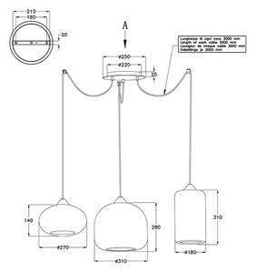 Fabas Luce 3496-47-126 - Lestenec na vrvici FIONA 3xE27/60W/230V