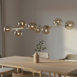 EMIBIG LIGHTING Visoka svetilka Rossi, bež, dolžina 130 cm, 8-žarilna, steklo/kovina, zatemnjen, Bež, Dnevna soba / jedilnica, Steklo, Sodobni, Globus