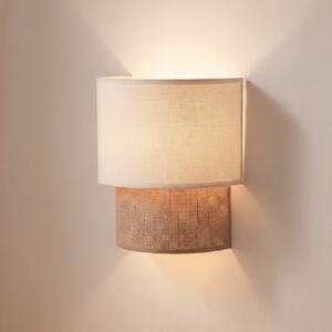 Duolla Stenska svetilka Boho, bela/juta, višina 22 cm, tekstil, E27, Rjava / rjasta, Hodnik, Tkanine / tekstil