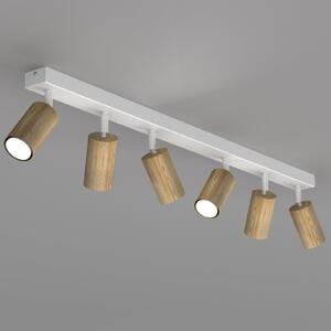 Luminex Stropna svetilka Nisse, bela, dolžina 90 cm, 5-kraka, les/kovina, zatemnjen, Bela, Dnevna soba / jedilnica, Les, Strop z več plameni