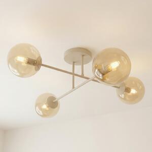 EMIBIG LIGHTING Stropna svetilka ROMA, bež, dolžina 75 cm, 4-kraka, steklo/kovina, zatemnjen, Bež, Dnevna soba / jedilnica, Steklo, Sodobni, Globus
