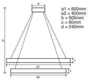 LED Zatemnitveni lestenec na vrvici LED/135W/230V 3000-6500K + Daljinski upravljalnik