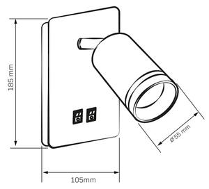 LED Stenski reflektor PARIZ 1xGU10/10W/230V + LED/6W/230V črna