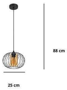 Lestenec na vrvici CORRINI 1xE27/60W/230V pr. 25 cm črna/bež