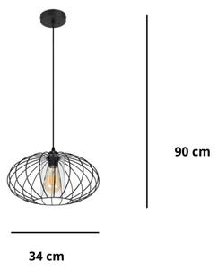 Lestenec na vrvici CORRINI 1xE27/60W/230V pr. 34 cm črna/prozorna