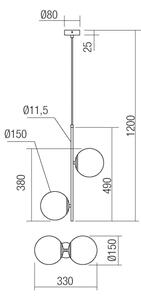 Redo 01-2625 - Lestenec na vrvici NIVA 2xE14/28W/230V