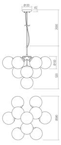 Redo 01-2941 - Lestenec na vrvici AGAPE 10xE14/28W/230V črna