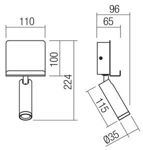 Redo 01-3084 - LED Stenski reflektor PANEL LED/3,5W/230V USB črna