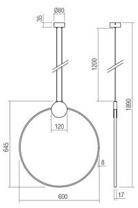 Redo 01-3107 - LED Lestenec na vrvici ATOM LED/20W/230V pr. 60 cm