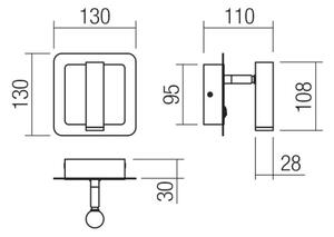 Redo 01-3092 - LED Stenski reflektor CLOSER LED/6W/230V črna