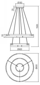 Redo 01-3179 - LED Zatemnitveni lestenec na vrvici CASTLE LED/60W/230V črna