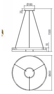 Redo 01-3173 - LED Zatemnitveni lestenec na vrvici CASTLE LED/36W/230V črna