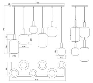 Redo 01-3215 - Lestenec na vrvici BRINA 6xE27/23W/230V