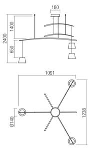 Redo 01-1525 - LED Lestenec na vrvici LOLLI 3xLED/6W/230V črna