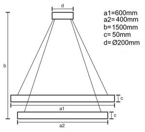 LED Zatemnitveni lestenec na vrvici LED/140W/230V 3000-6500K + Daljinski upravljalnik