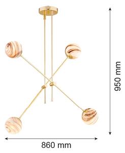 Argon 1840 - Lestenec na drogu ABSOS 4xE14/7W/230V alabaster zlata