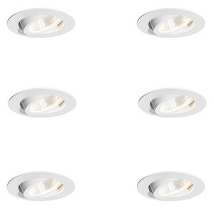 Komplet 6 vgradnih reflektorjev belih 6,8 cm vklj. LED 750 lm možnost zatemnitve IP65 - Gaius