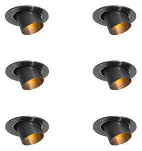 Komplet 6 vgradnih reflektorjev Gunmetal GU10 35 mm okrogli nagibni - Installa