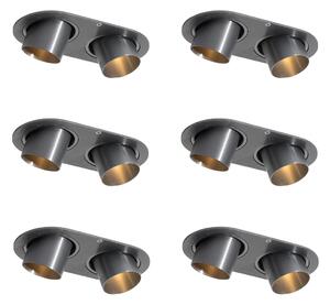 Komplet 6 vgradnih reflektorjev Gunmetal GU10 35mm Nastavljivi 2-Light - Installa