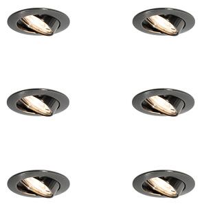 Komplet 6 modernih okroglih nagibnih vgradnih reflektorjev barve jekla GU10 50 mm - Edu