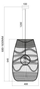 Lestenec na vrvici ARONA 1xG9/9W/230V pr. 40 cm ratan