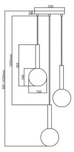 Lestenec na vrvici NIKO 3xG9/9W/230V črna