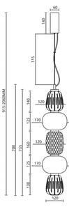 LED Lestenec na vrvici CARO LED/40W/230V krom