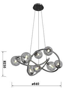 Wofi 7014-805 - LED Lestenec na vrvici NANCY 8xG9/3,5W/230V črni krom