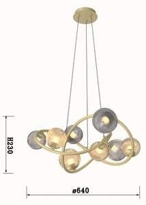 Wofi 7015-804 - LED Lestenec na vrvici METZ 8xG9/3,5W/230V zlata/siv