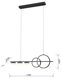 Wofi 7030-502 - LED Zatemnitveni lestenec na vrvici MESSINA LED/40W/230V črna