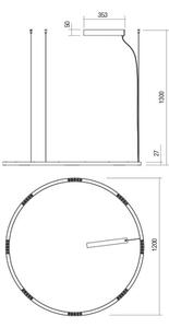 Redo 01-2208 - LED Lestenec na vrvici UNION LED/68W/230V 3000K pr. 120 cm bela