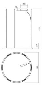 Redo 01-2205 - LED Lestenec na vrvici UNION LED/50W/230V 3000K pr. 90 cm bela