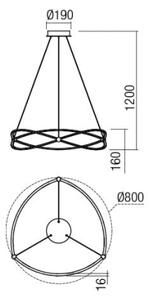 Redo 01-2251 - LED Zatemnitveni lestenec na vrvici QUARK LED/43W/230V 3000K krom