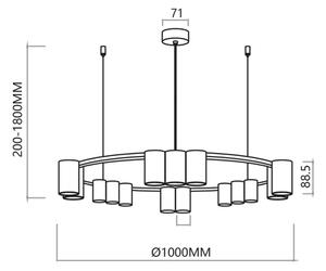 Lestenec na vrvici GENESIS 15xGU10/8W/230V bela