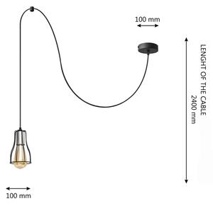 Lestenec na vrvici TUBE LONG 1xE27/15W/230V črna/krom