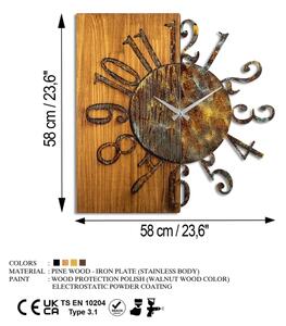 Stenska ura 58x58 cm 1xAA les/kovina