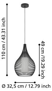 Eglo 900828 - Lestenec na vrvici RAZONI 1xE27/40W/230V črna