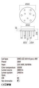 Redo 01-2042 - LED Stropna svetilka MADISON 9xLED/4W/230V sijajni krom/črna/baker