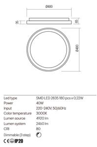 Redo 01-2667 - LED Zatemnitvena stropna svetilka ICONIC LED/40W/230V pr. 48 cm zlata